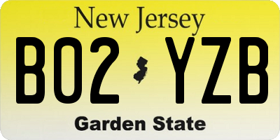NJ license plate B02YZB