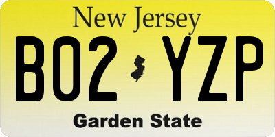 NJ license plate B02YZP