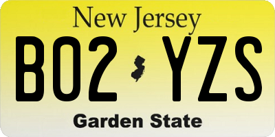 NJ license plate B02YZS