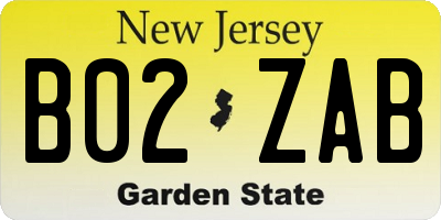 NJ license plate B02ZAB