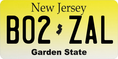 NJ license plate B02ZAL