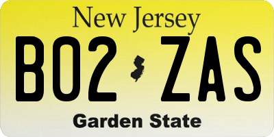 NJ license plate B02ZAS