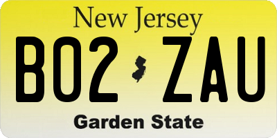 NJ license plate B02ZAU