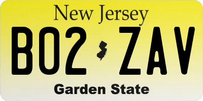NJ license plate B02ZAV
