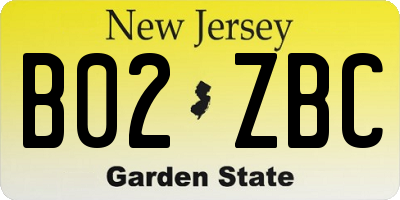 NJ license plate B02ZBC