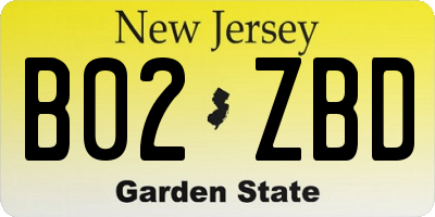 NJ license plate B02ZBD