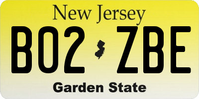 NJ license plate B02ZBE