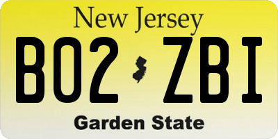 NJ license plate B02ZBI