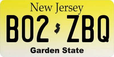 NJ license plate B02ZBQ