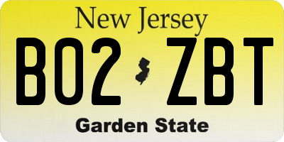 NJ license plate B02ZBT