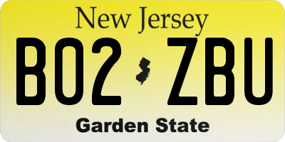 NJ license plate B02ZBU