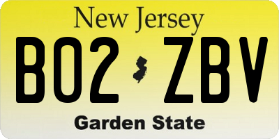 NJ license plate B02ZBV