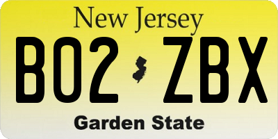 NJ license plate B02ZBX