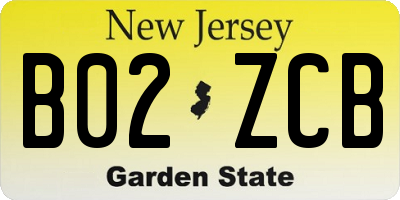 NJ license plate B02ZCB