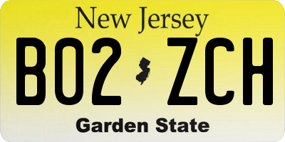 NJ license plate B02ZCH