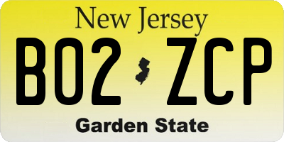 NJ license plate B02ZCP