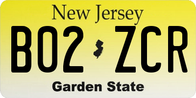 NJ license plate B02ZCR