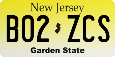 NJ license plate B02ZCS