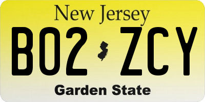 NJ license plate B02ZCY