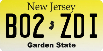 NJ license plate B02ZDI