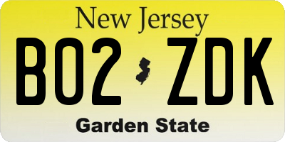 NJ license plate B02ZDK
