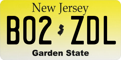 NJ license plate B02ZDL