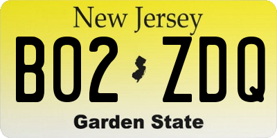 NJ license plate B02ZDQ