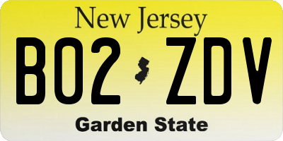 NJ license plate B02ZDV