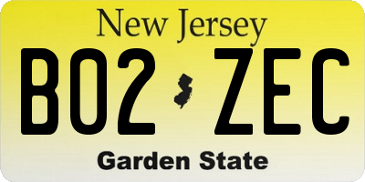 NJ license plate B02ZEC