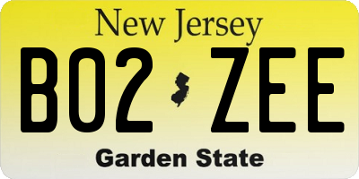 NJ license plate B02ZEE