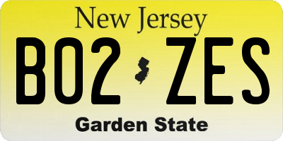 NJ license plate B02ZES