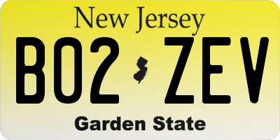 NJ license plate B02ZEV