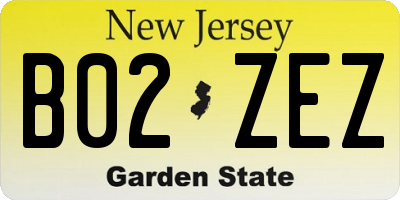 NJ license plate B02ZEZ