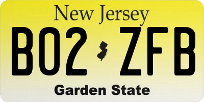 NJ license plate B02ZFB
