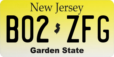 NJ license plate B02ZFG