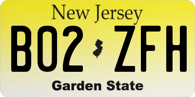 NJ license plate B02ZFH