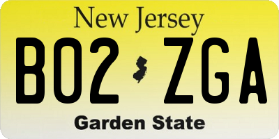NJ license plate B02ZGA