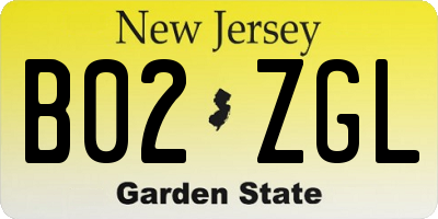 NJ license plate B02ZGL