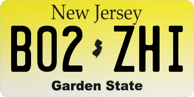 NJ license plate B02ZHI