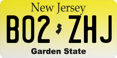 NJ license plate B02ZHJ