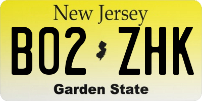 NJ license plate B02ZHK