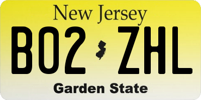 NJ license plate B02ZHL