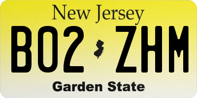 NJ license plate B02ZHM