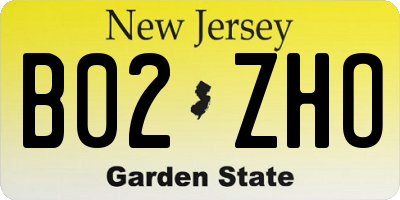 NJ license plate B02ZHO