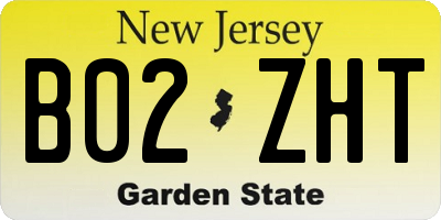 NJ license plate B02ZHT