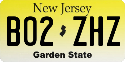 NJ license plate B02ZHZ