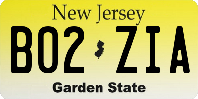 NJ license plate B02ZIA