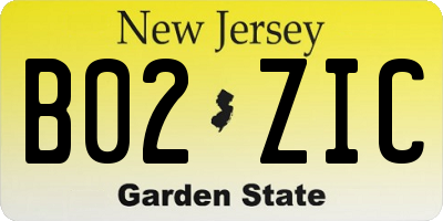 NJ license plate B02ZIC