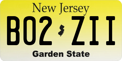 NJ license plate B02ZII