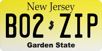 NJ license plate B02ZIP